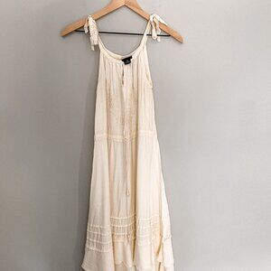 Vintage Moonglow Ivory Cream Tiered Midi Dress Size Medium
